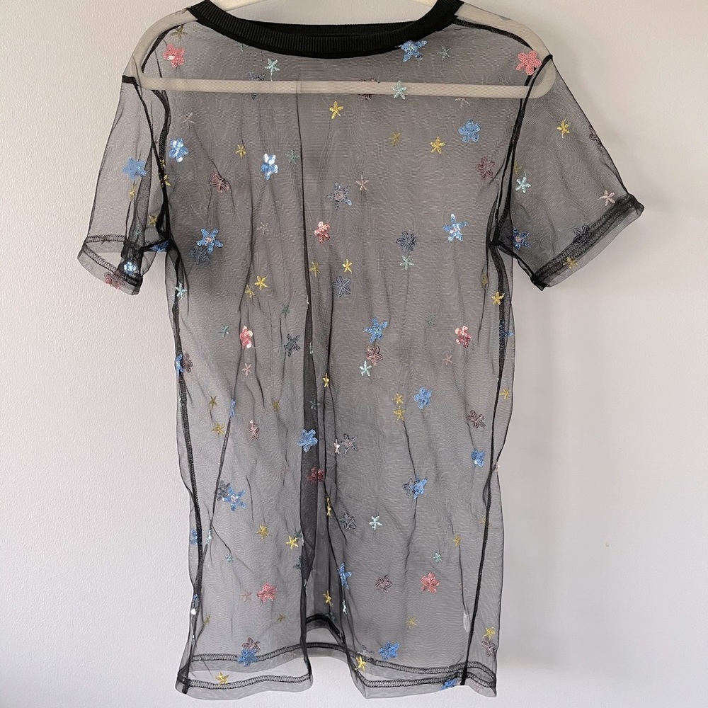 Sheer Sequined T-Shirt Dress